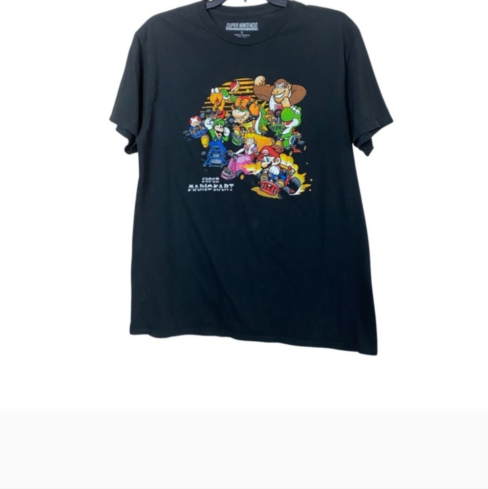 Super Nintendo Super Mario Kart Black Crew Neck Short Sleeve M